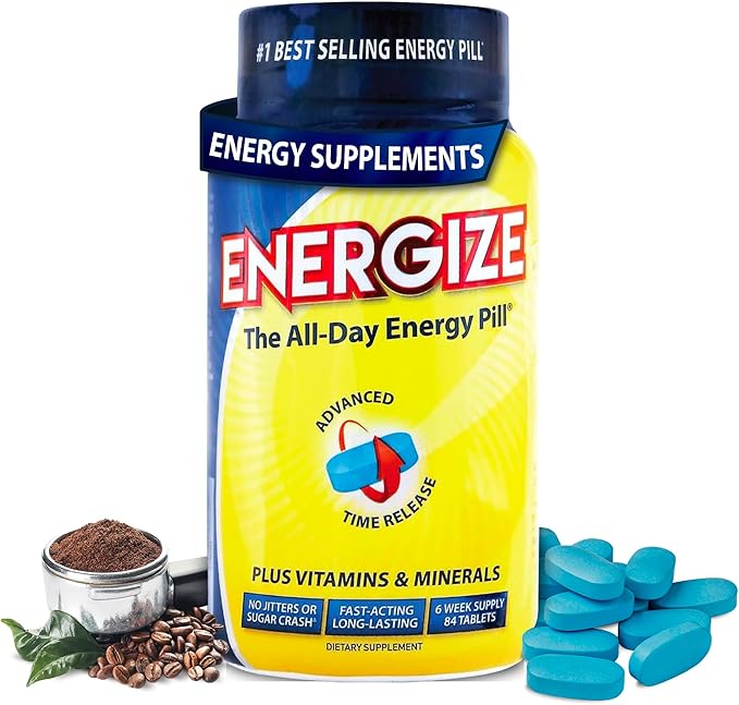 iSatori Energize Caffeine Pills - No Crash, Fast-Acting, Time-Release for Energy Support All Day - Boost Nutrition and Endurance Nootropic Energy Supplements for Men and Women - (84 Caffeine Tablets)