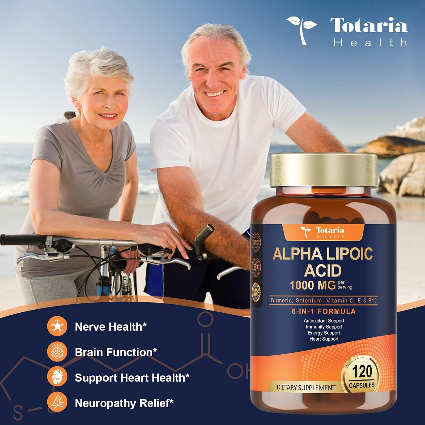 2 Packs Alpha Lipoic Acid 1000mg Antioxidant Supplement Capsules for Neuropathy Support Supplement Nerve Health, Liver Detox, Antioxidant, Metabolism and Cell Energy, Anti-Aging - Non-GMO, Gluten Free