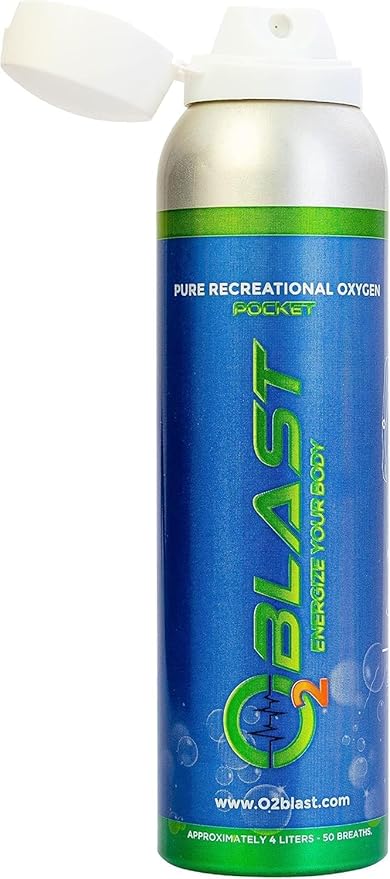O2 Blast - Pure Oxygen Supplement - Filled with 99.99% Pure Oxygen to Support Fast Recovery, Increase Stamina & Enhance Focus for High Altitude and Action Sports, 4L Portable Can Flip-Top Cap, 3-Pack