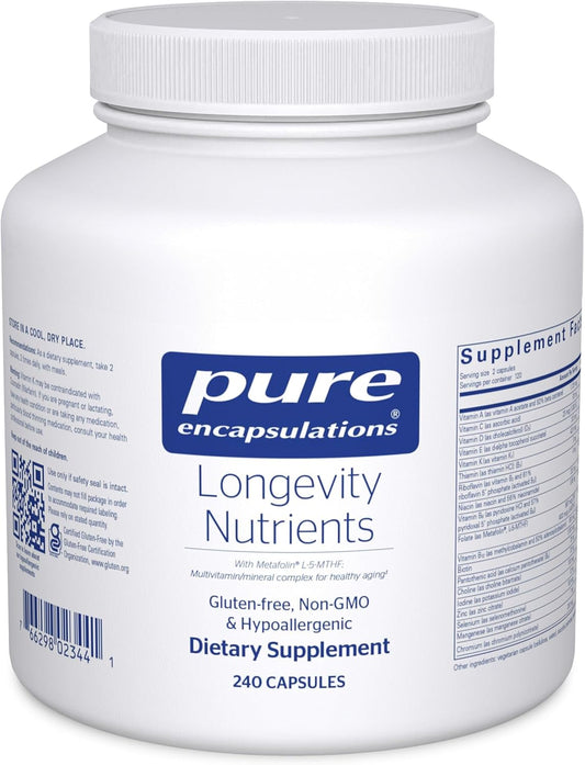 Pure Encapsulations Longevity Nutrients | Multivitamin/Mineral Complex to Support Healthy Aging, Brain Function, Eyes, Bones, and Vascular Health* | 240 Capsules