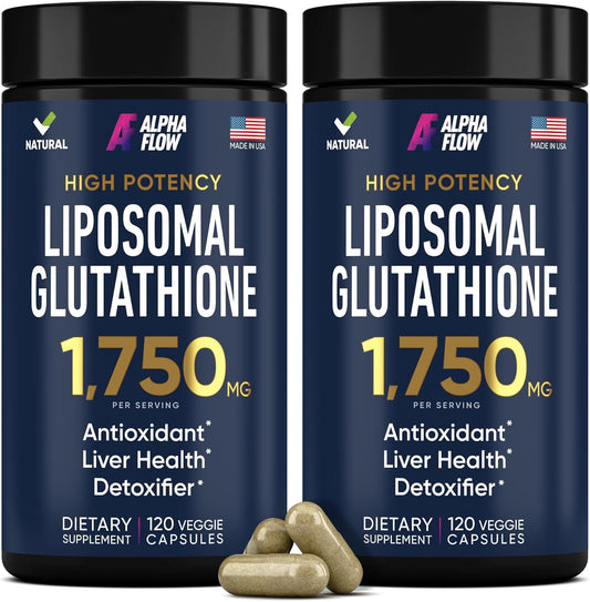 (2 Pack) Liposomal Glutathione 1100mg – High Absorption Glutathione Supplement with Vitamin C, ALA & Phospholipid Complex – Liver Function, Skin & Immune Support – 240 Vegan Capsules