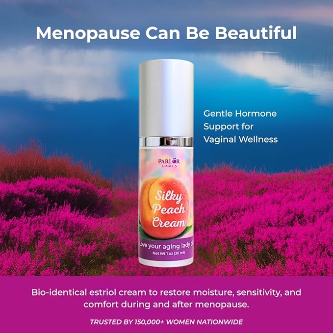 Silky Peach Cream by Parlor Games – Bioidentical Estriol Cream for Women – Menopause Relief for Vaginal Dryness & Vulva Itch – 30ml Bottle (2 Month Supply)