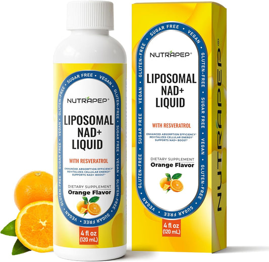 NAD+ Liquid Supplement - Liposomal NAD+ Boost for Healthy Aging Longevity & Cellular Energy - Nicotinamide & Resveratrol Complex for Brain & Mitochondrial Support - Vegan Sugar Free 4 fl oz