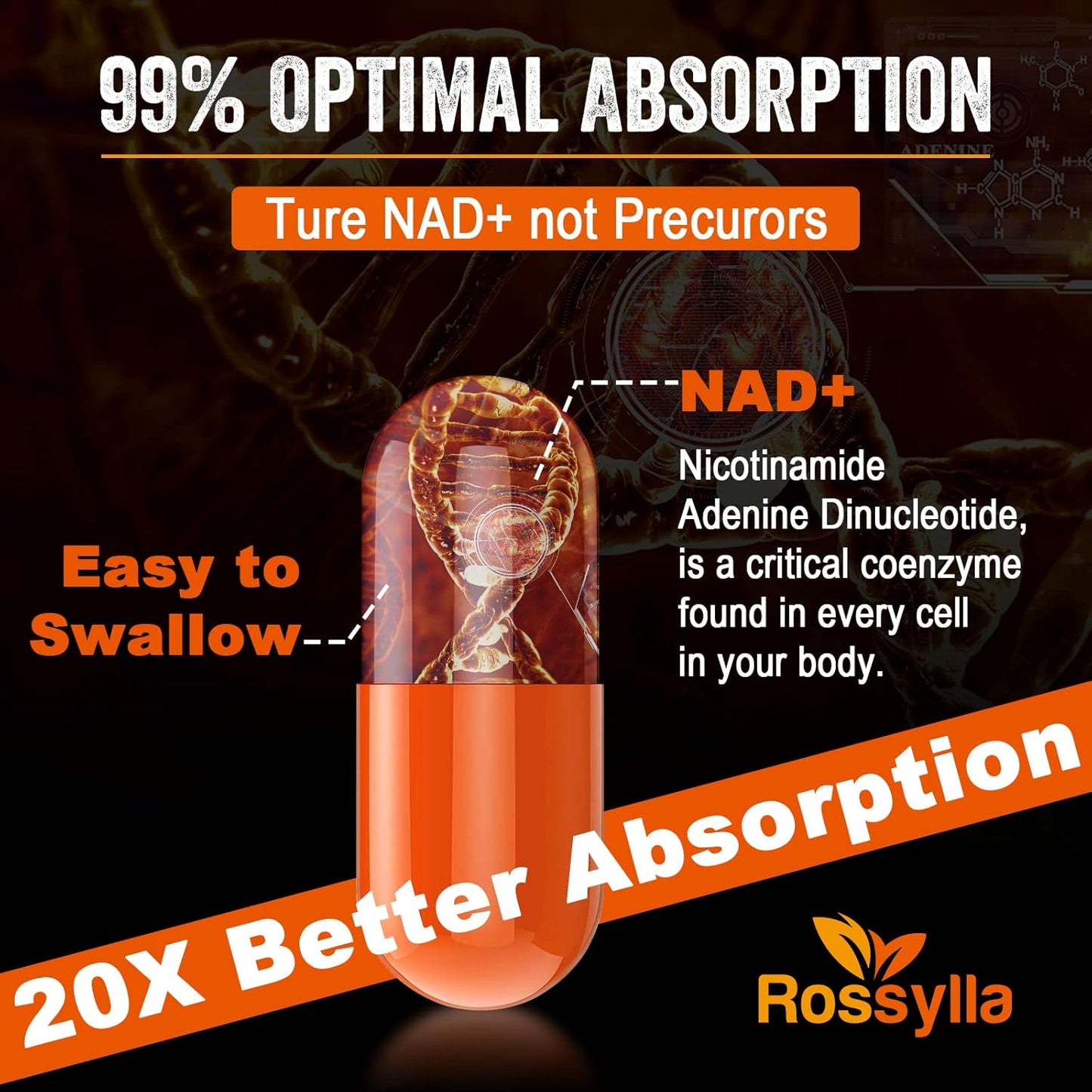 1300 MG Liposomal NAD+ Supplement | Highest Absorption | Purest NAD Supplemet to Boost NAD+ Effetively | Boosting NAD+ Supplement for Aging Defese, Cellular Energy, Longevity | 60 Count