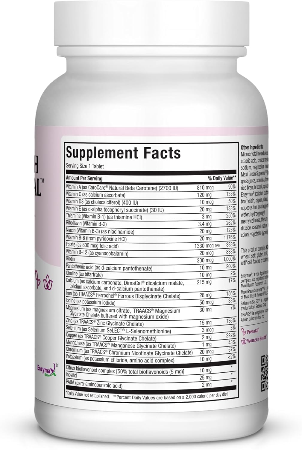 Prenatal Vitamins for Women – One Daily Prenatal Vitamins with Iron, Folate, Choline, Vitamin D3, and Essential Nutrients – High Absorption Supplement for Pregnancy and Preconception – 120 Tablets