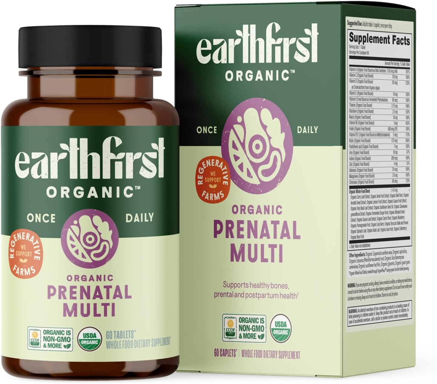 Prenatal Women’s Multivitamin and Men’s Daily Multivitamin, His and Hers Family Bundle, Complete Daily Organic Support, 60 Count