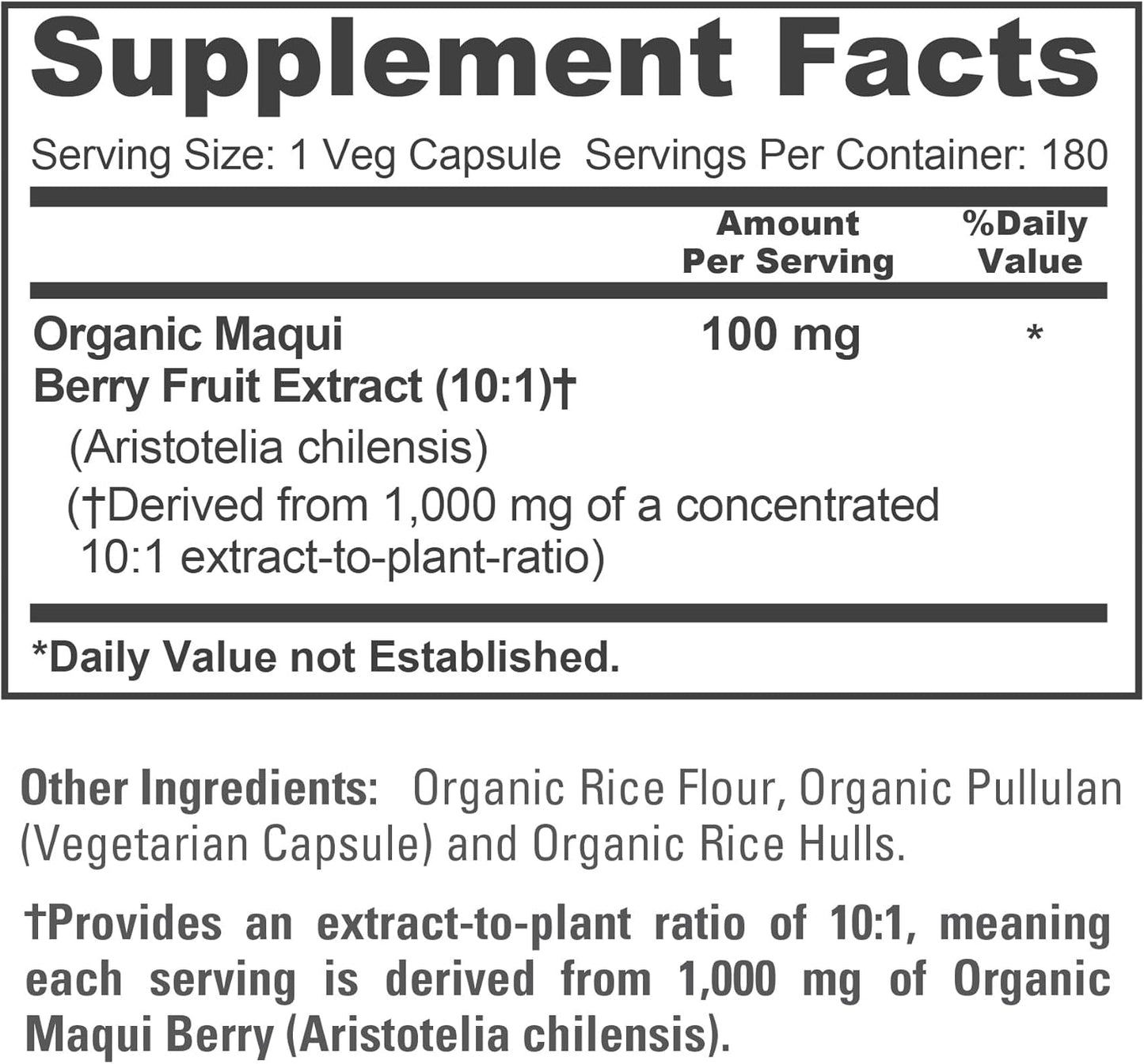 NusaPure USDA Organic Maqui Berry 10:1 Extract, 100 mg Equivalent to 1,000 mg 180 Veg Caps Suitable for Vegetarians and Vegans, Non-GMO