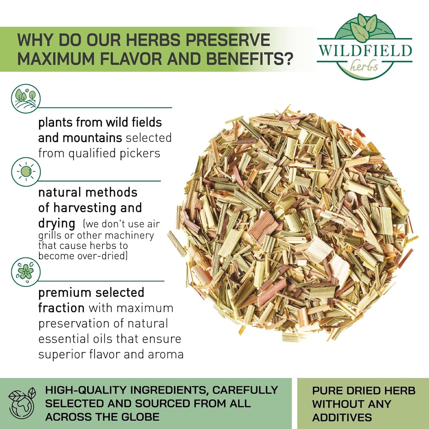 100 Bags Dried Lemongrass Tea Lemon Grass Leaf Herbal Tea Zacate De Limon (Cymbopogon) - 100 Count 1.5g Bags Lemongrass Chai Herb Limoncillo (Hierba Limon)