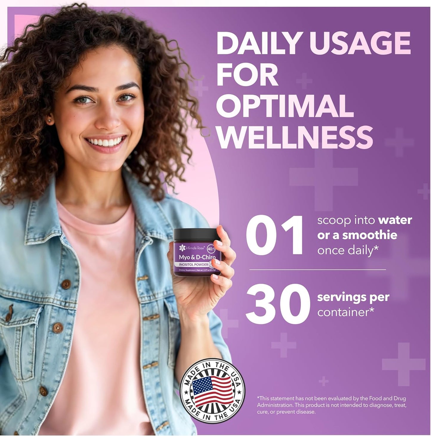 Intimate Rose Inositol Supplement for Women Powder - Myo-inositol & D-Chiro Inositol Powder - Hormonal Balance & Healthy Ovarian Function Support for Women - Ideal 40:1 Ratio - Made in USA