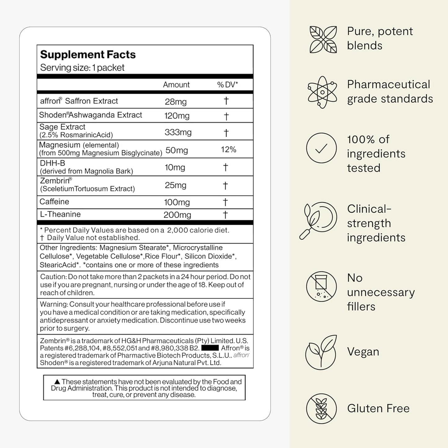 Thesis Confidence - Nootropic Brain Support Supplement - Soothe Nerves & Promotes Emotional Well-Being - Ashwagandha, Saffron, L-Theanine & More - 1 Month Supply (24 Servings)