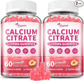 (2 Pack) Calcium Citrate 1200 mg Gummies Supplements for Women & Men,Pure Calcium Citrate Gummies for Bone, Muscle & Immune Support - Easy to Digest, Sugar Free,Vegan,Peach Flavor,60 Day Supply