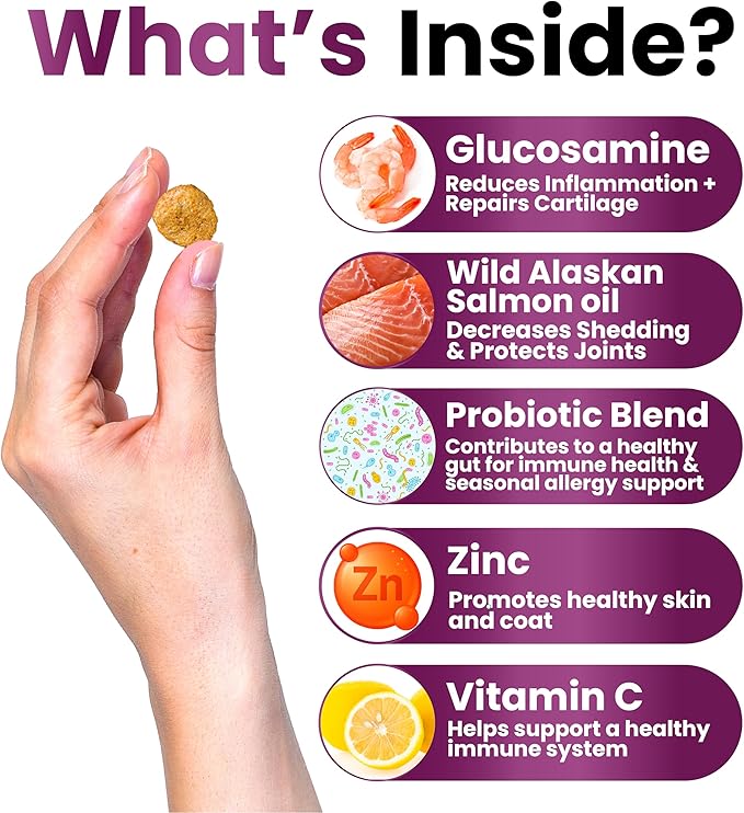 Dog Multivitamin Chewable with Glucosamine - Dog Vitamins and Supplements, Senior & Puppy Multivitamin for Dogs - Pet Chondroitin Hip and Joint Support Health, Immune Booster, Skin, Heart, Probiotics