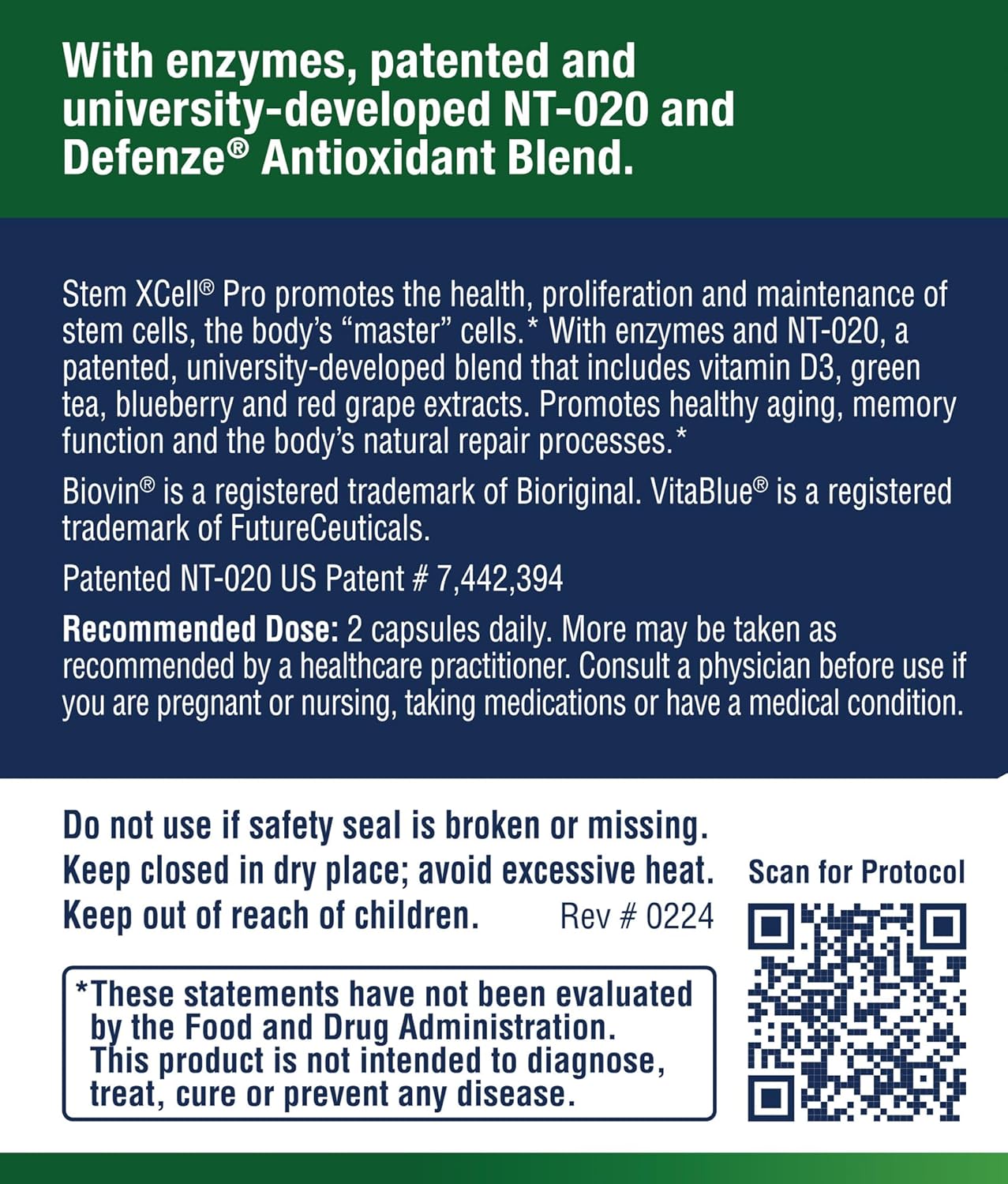 Stem XCell Pro, Antioxidant Support for Cellular & Immune Health, Stem Cell Health Supplement, 60 Capsules