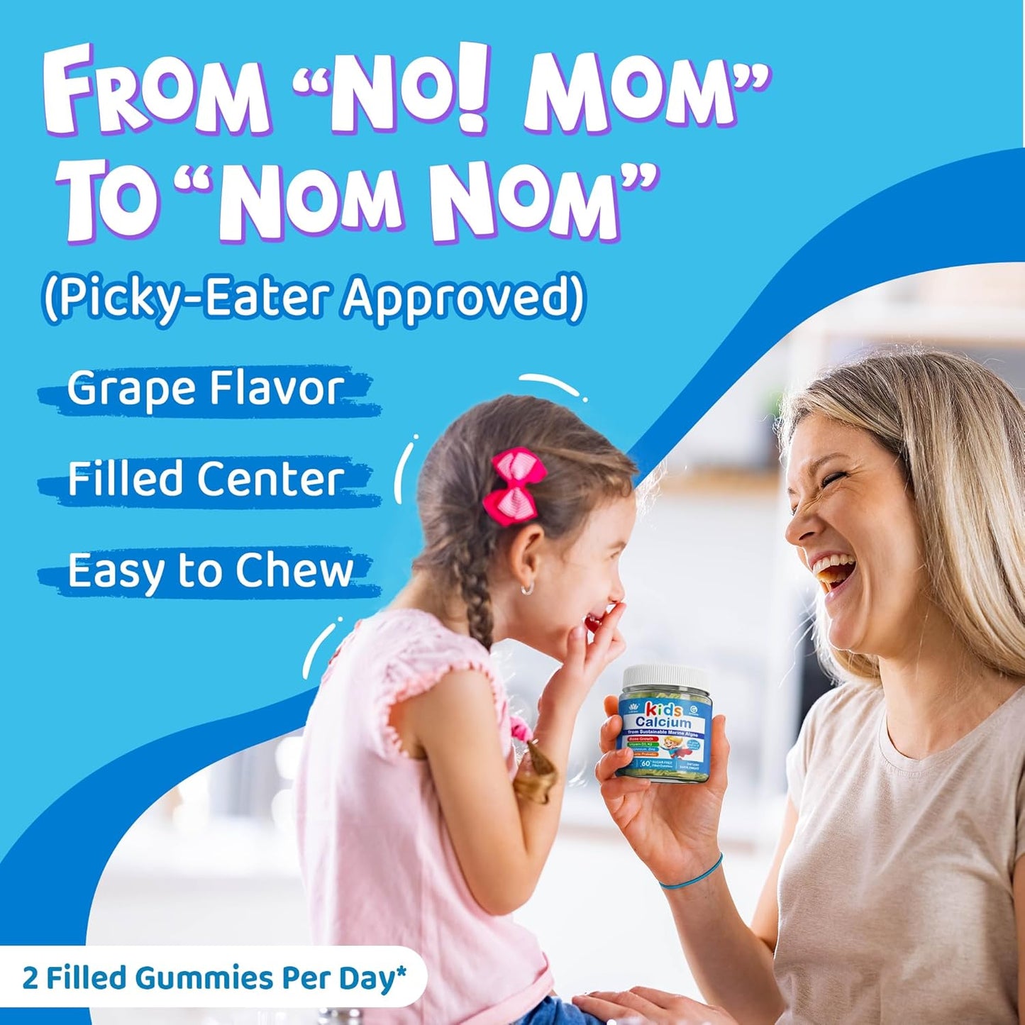 2 Pack - Calcium for Kids 400mg, Sugar Free Kids Calcium Gummies w/Vitamin D3 K2, Magnesium, Zinc, Extra Absorption Algae Calcium for Children Bone Strength, Development, Chewable Kids Vitamins Vegan