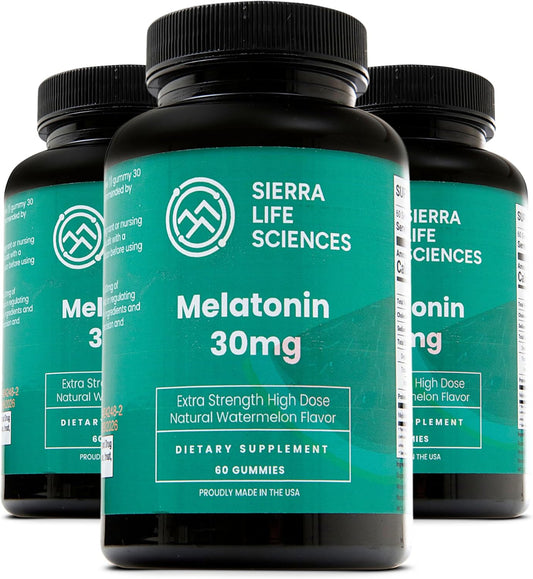 30mg Melatonin Gummy | High Dose Sleep Support for Adults | Advanced One-A-Day Formulation Made with Apple-Derived Gummies | Vegan, Non-GMO (3-Pack)