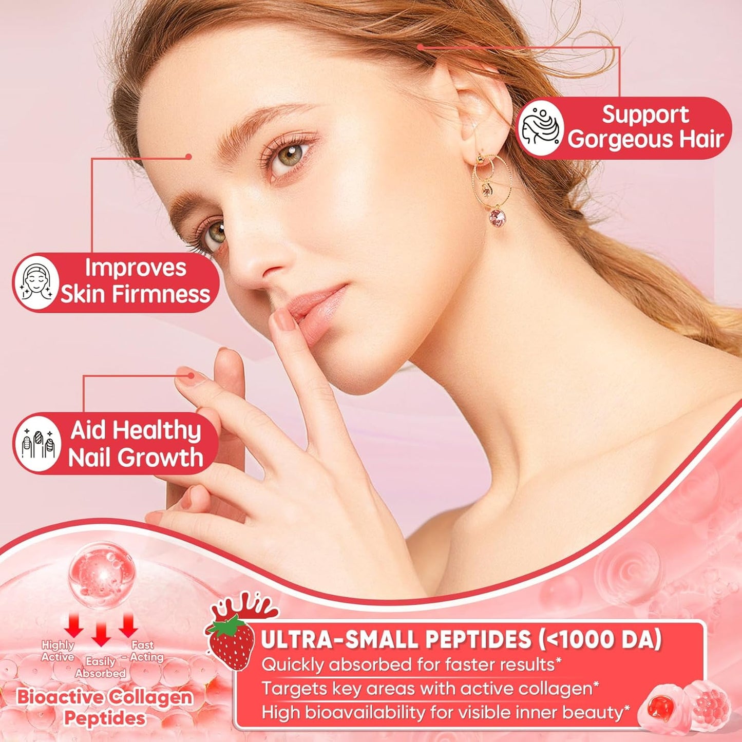 2Pack Sugar-Free Hydrolyzed Collagen Peptide Filled Gummies for Women & Men, with 1500mg Protein Type I,II,III,V,X, 5000mcg Biotin Vitamin C A E D3 B6 B12 for Immune Digestion Skin Hair Nails, Bone