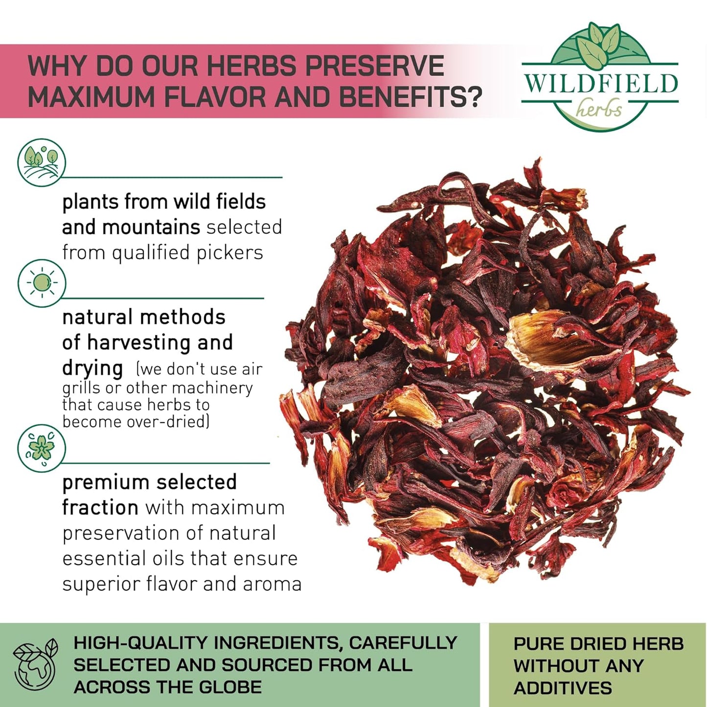 100 Bags Dried Hibiscus Flower Tea Herbal Flor De Jamaica (Hibiscus) - 100 Count 1.5g Tea Bags Dry Dried Hibiscus Flowers Herb Hibisko