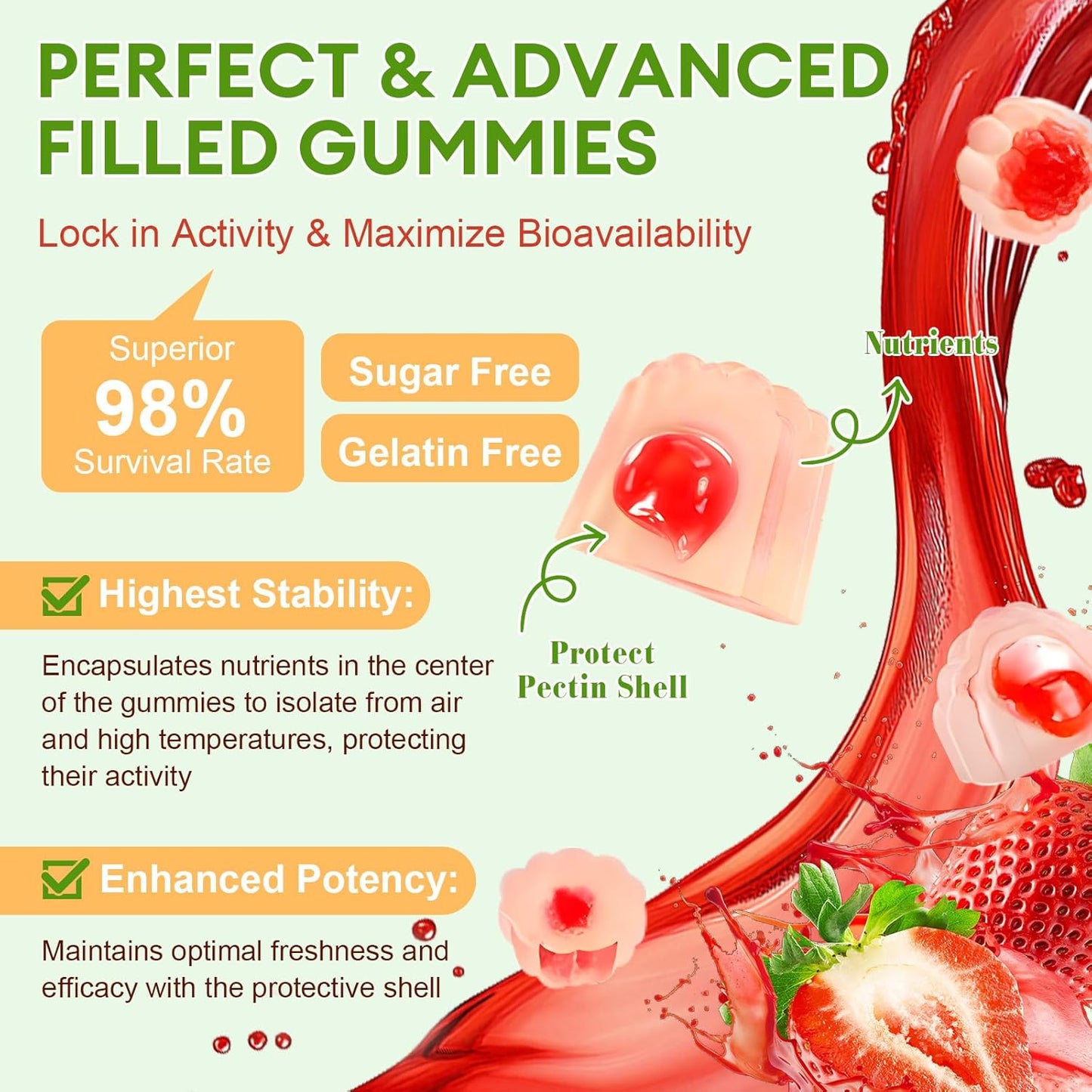 (2 Packs) Totaria Sugar Free 5-in-1 Probiotic Prebiotic Postbiotic Gummy, Probiotics for Women Men with Digestive Enzymes, Peppermint, Complete Immune, Gut & Digestive Support, Vegan Strawberry Flavor