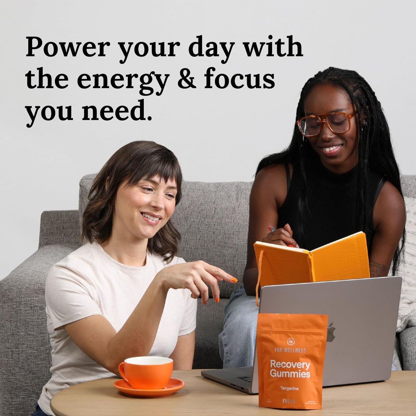 For Wellness Recovery Gummies | Tangerine Eye & Brain Support Supplements with Lutemax 2020®, Lutein, Zeaxanthin, Vitamin A & Cordyceps for Vision, Memory & Stress Support | Vegan, Non-GMO, 90 Count