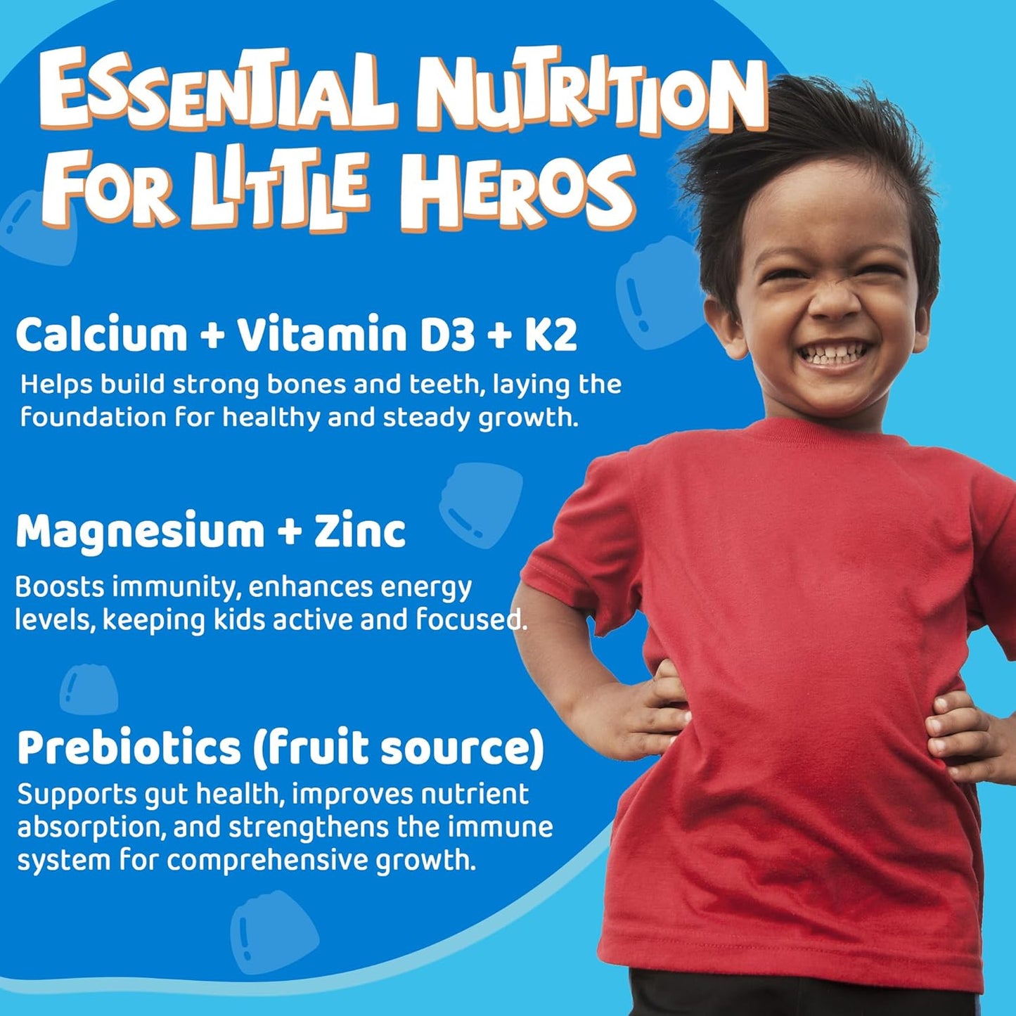 2 Pack - Calcium for Kids 400mg, Sugar Free Kids Calcium Gummies w/Vitamin D3 K2, Magnesium, Zinc, Extra Absorption Algae Calcium for Children Bone Strength, Development, Chewable Kids Vitamins Vegan