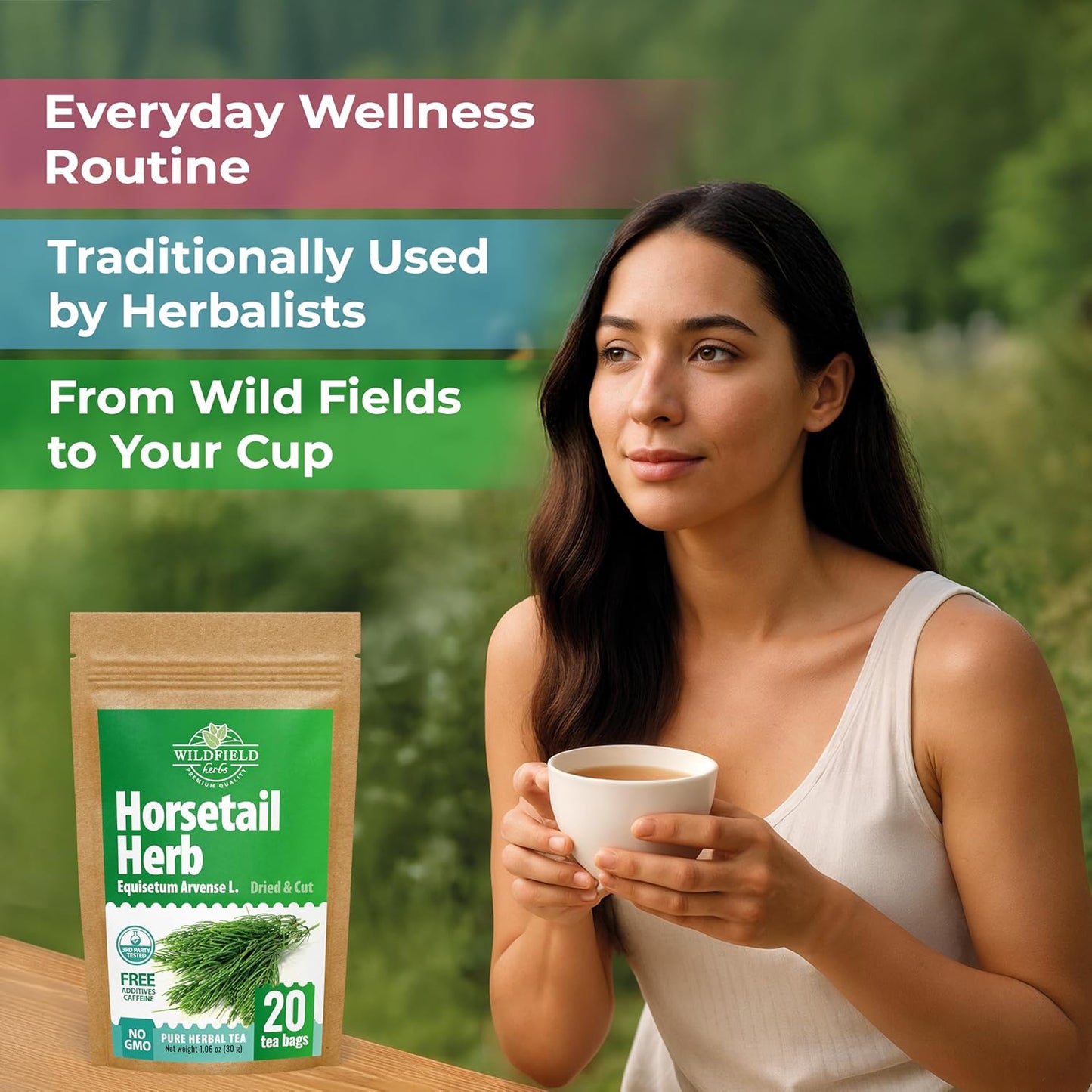 20 Bags Dried Horsetail Herb Tea Shavegrass Cola De Caballo Hierba (Equisetum Arvense) - 20 Count 1.5 g Tea Bags Horsetail Leaf Leaves Herb