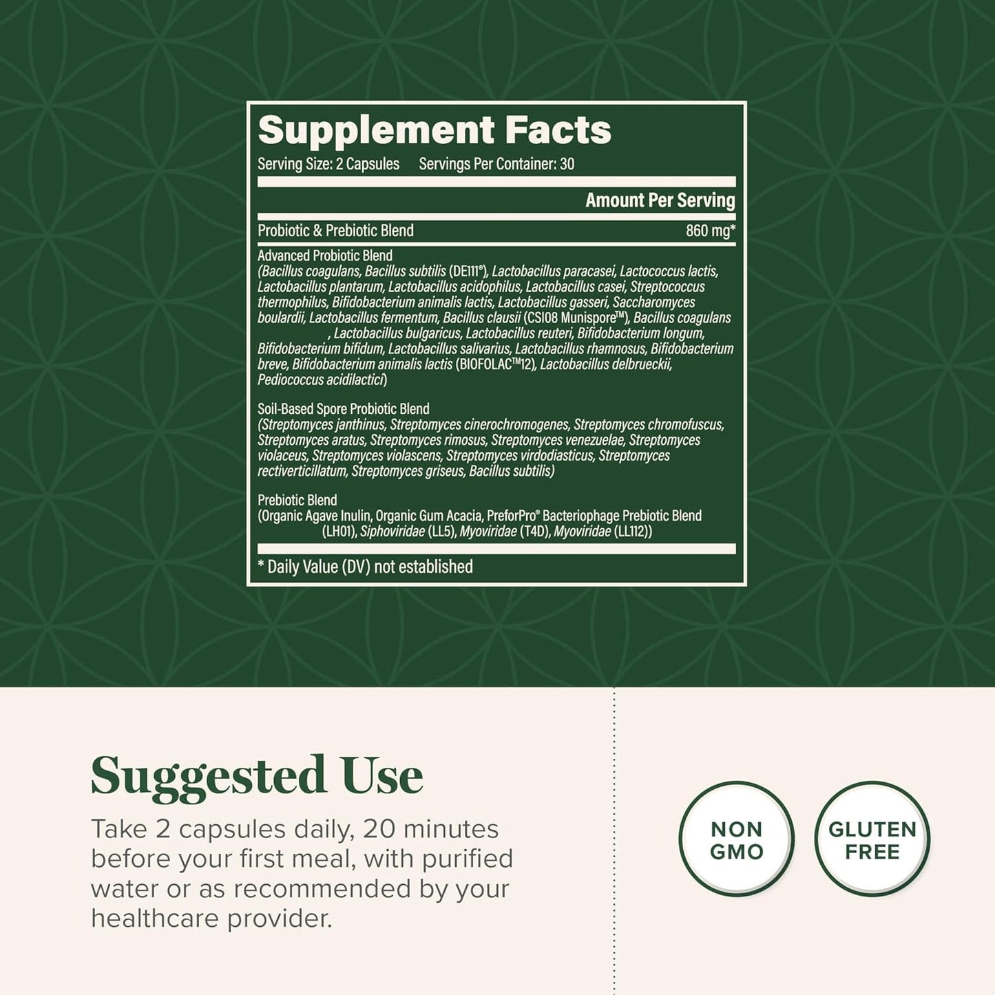Global Healing Center - Ultimate Probiotic Blend Supplement (Floratrex) with Prebiotics for Healthy Digestion, Digestive Tract, & Immune System, Men & Women, 100 Billion CFU, 36 Strains (60 Capsules)
