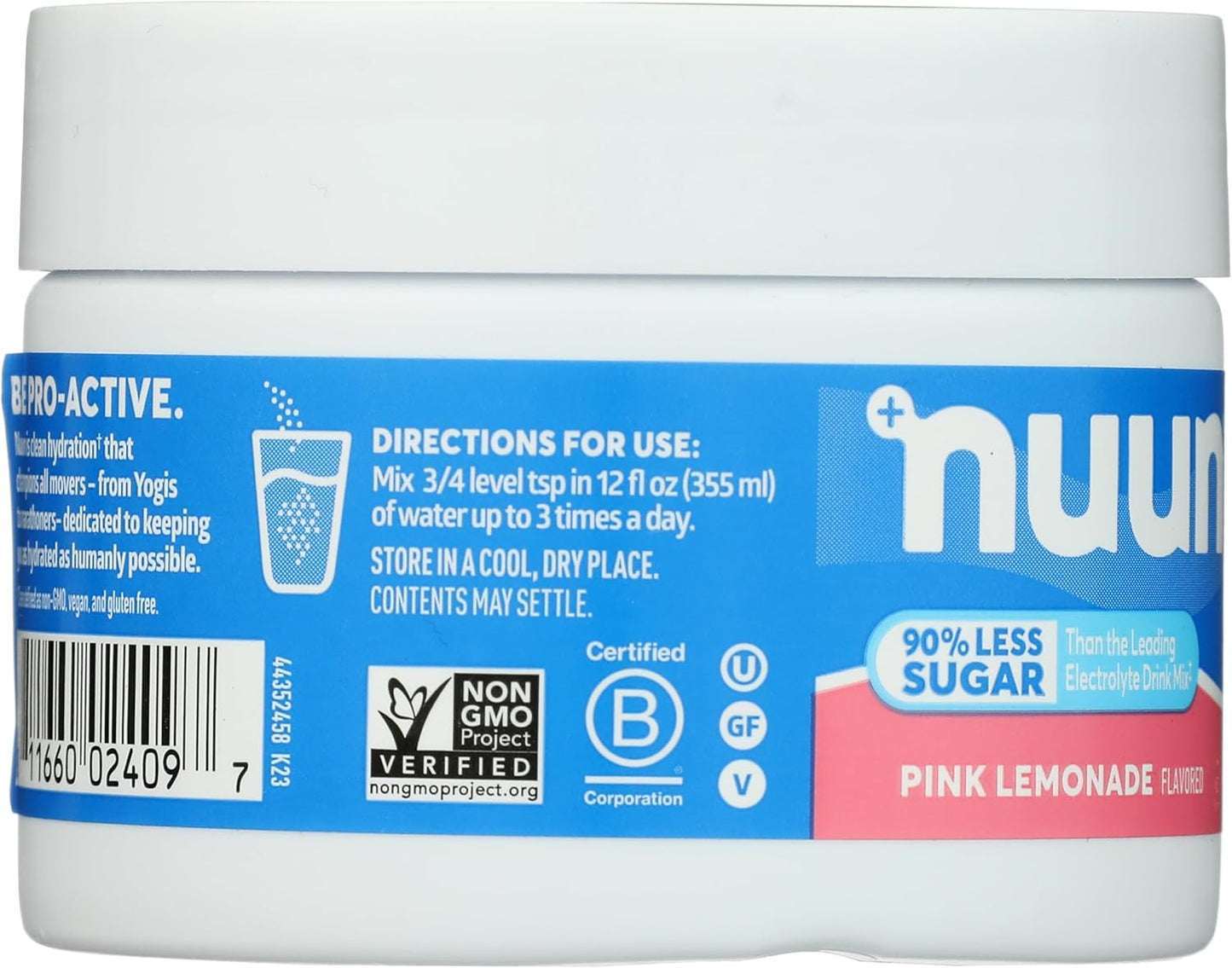 Nuun Sport Electrolyte Powder Drink Mix with Magnesium, Calcium, Potassium, Chloride, and Sodium, Pink Lemonade Flavor, Gluten Free & Vegan, Up to 20 Servings
