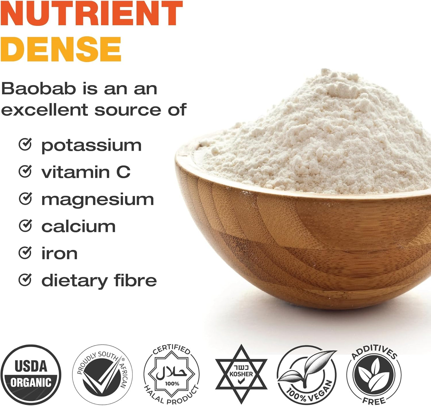 100% Organic Baobab Powder 120 Capsules | Direct from South Africa | USDA Organic Certified