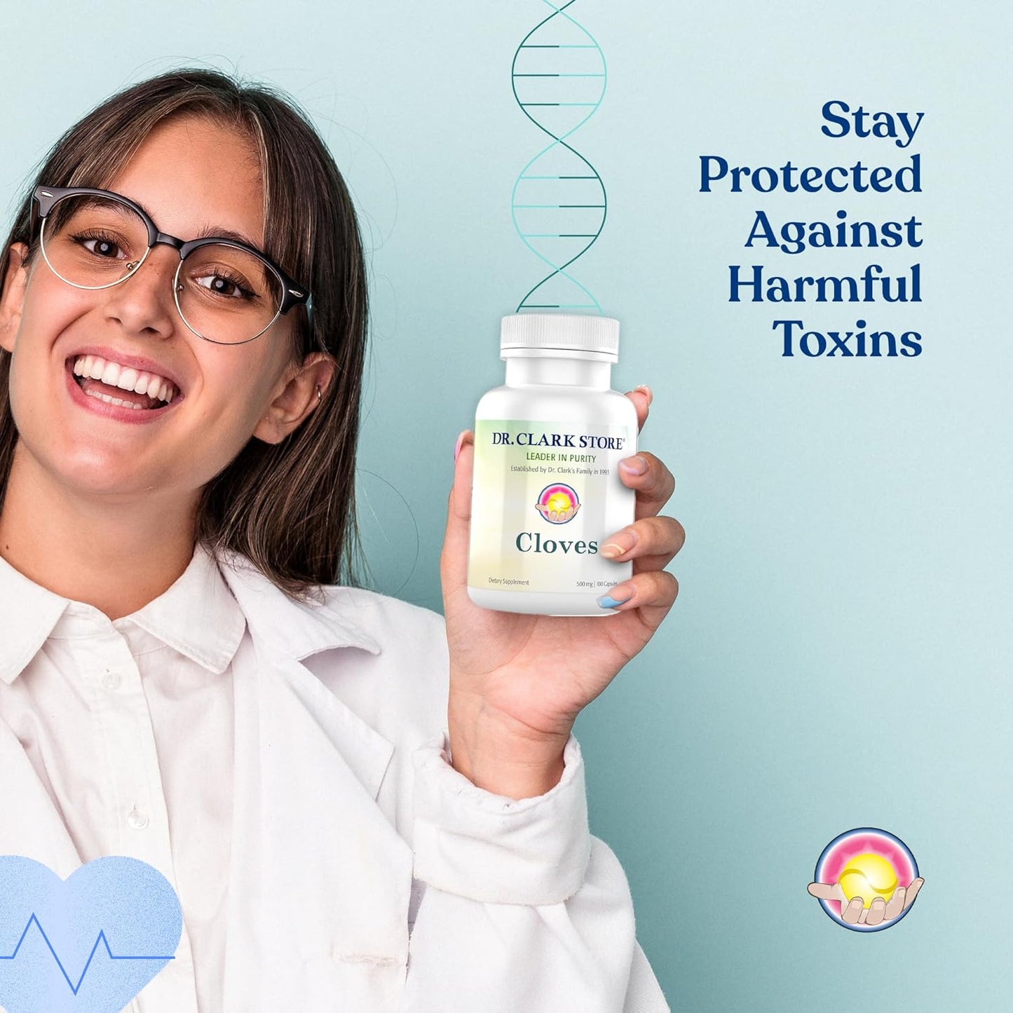 Dr Clark Cloves Healthcare Supplement - Natural Digestive Health, 500 mg, 100 Pure Gelatin Capsules