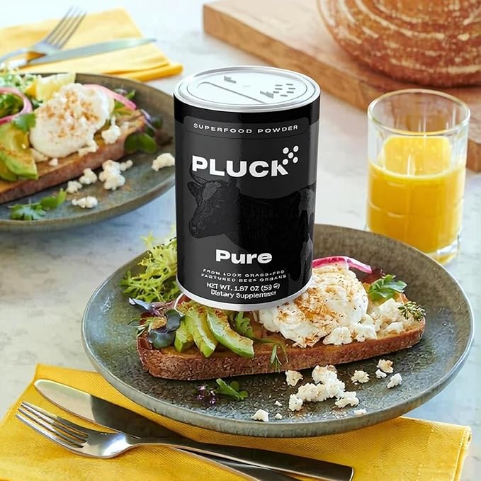 Pluck Pure Beef Organs Powder | From 100% Grass Fed & Grass Finished Pastured Beef Liver, Kidney, Spleen, Heart, & Pancreas | As Seen on ABC’s Shark Tank | 30 Servings