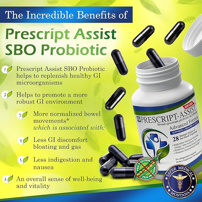 Prescript-Assist Prebiotics & Probiotics for Digestive & Immune Health with No Pea Protein for Quick Absorption - Advanced Plant-Based, Vegan, Support Muscle Recovery & Gut Health, 90 Capsules