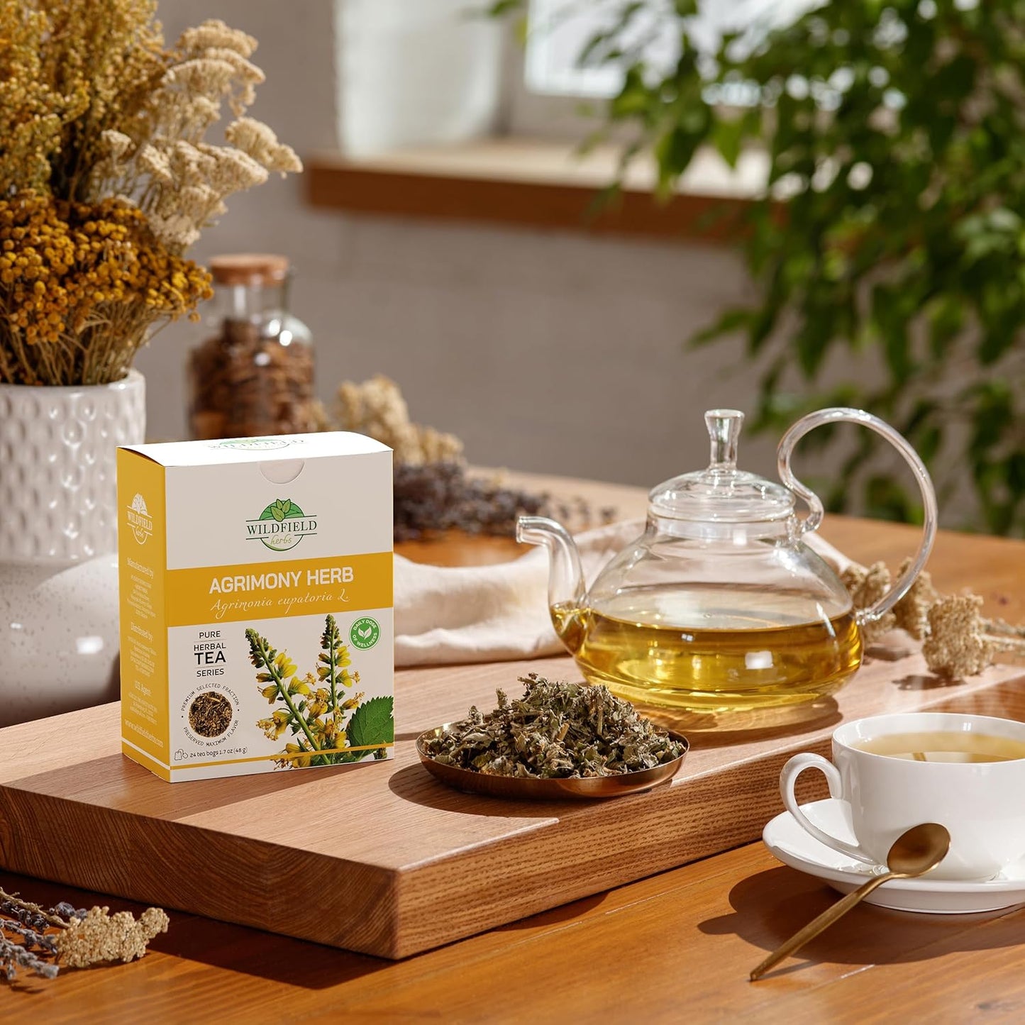 30 Bags Agrimony Herb Dried Cut Agrimony Flower Tea (Agrimonia Eupatoria L.) - 24 Count 2g Tea Bags Agrimonia Flor De Hierba De San Guillermo