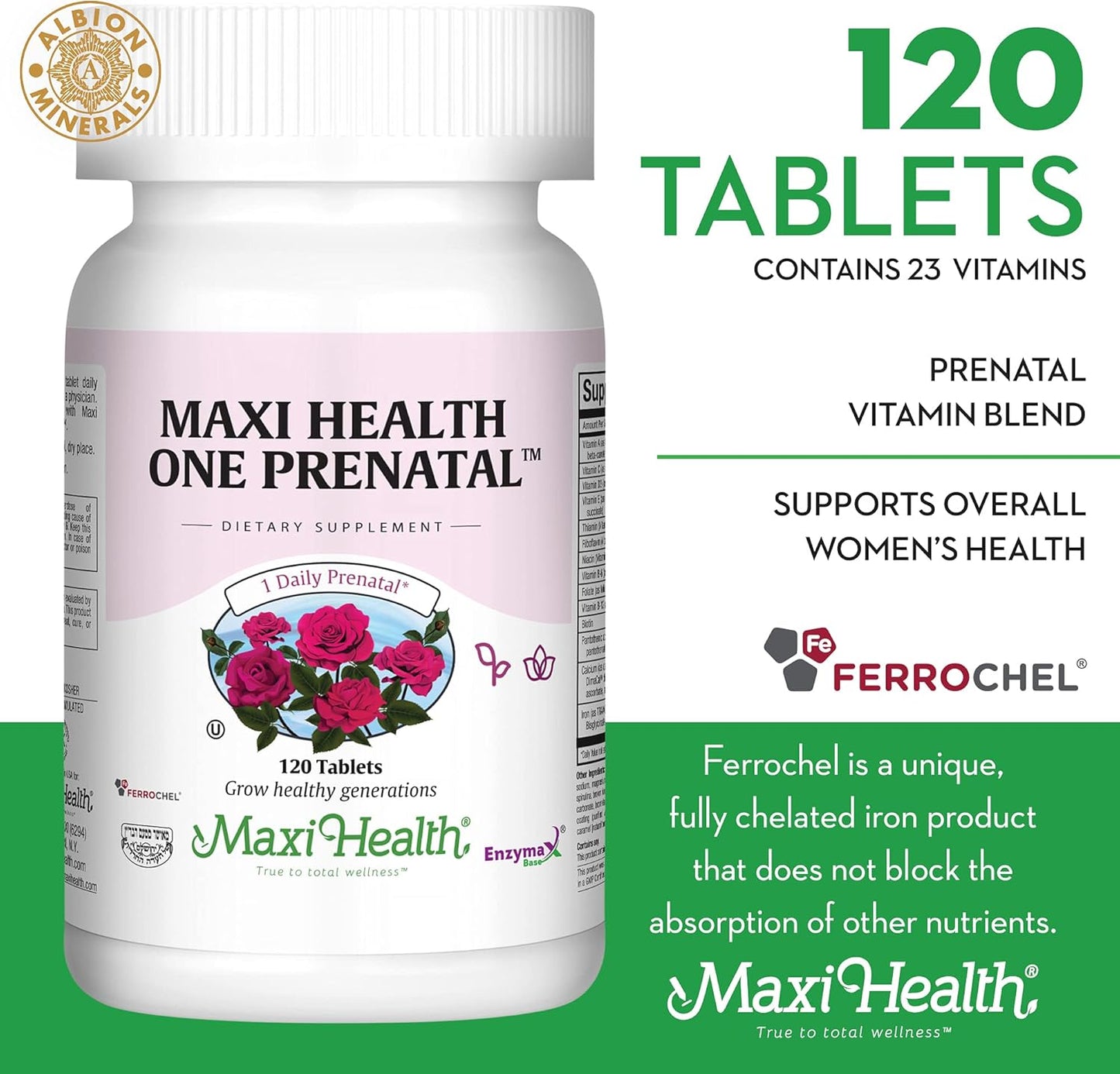 Prenatal Vitamins for Women – One Daily Prenatal Vitamins with Iron, Folate, Choline, Vitamin D3, and Essential Nutrients – High Absorption Supplement for Pregnancy and Preconception – 120 Tablets