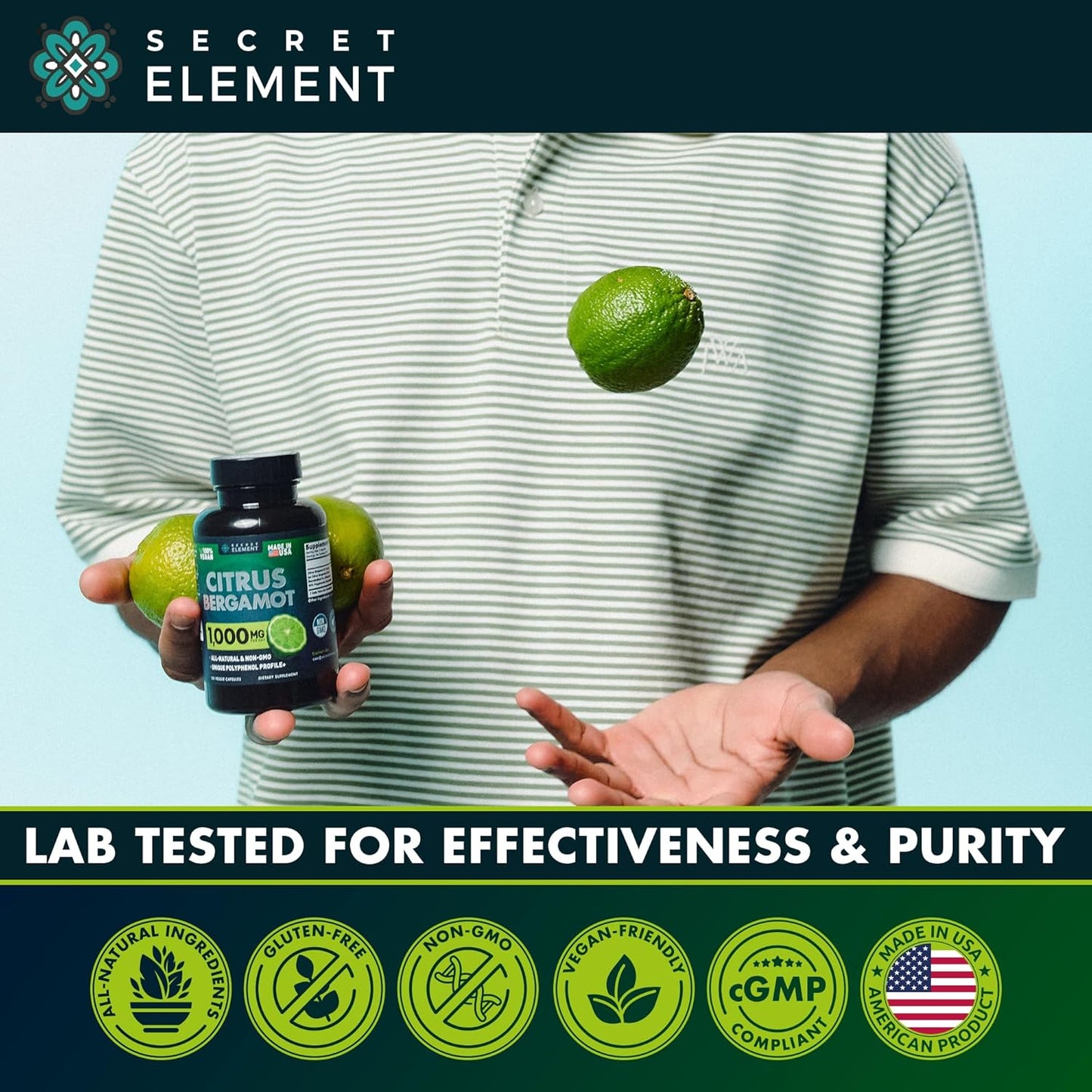 3 Pack Citrus Bergamot Extract 1000mg, Supplement for Heart, Immune System Support, and Healthy Aging - Pure 360 Vegan Capsules