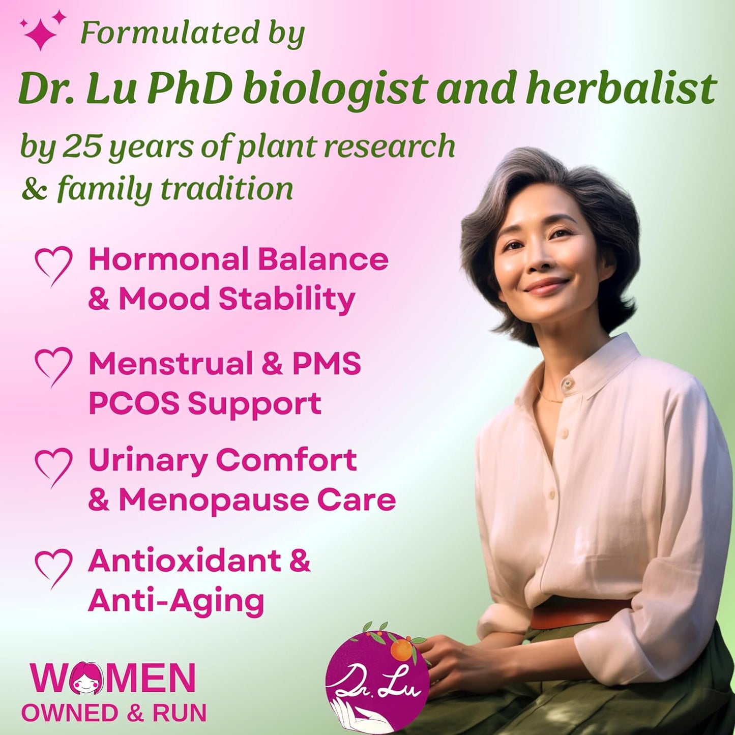 2 Pack of Dr. Lu's Happy Girl Tea | 100% Natural Herbal Tea for Hormone Balance, Menstrual, PMS, PCOS & Menopause | Antioxidant & Anti-Aging Rose Tea with Raspberry Leaf, Cranberries, Goji Berries & More