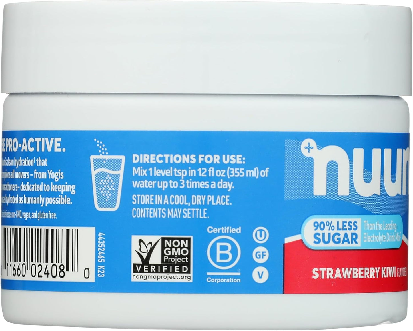 Nuun Sport Electrolyte Powder Drink Mix with Magnesium, Calcium, Potassium, Chloride, and Sodium, Strawberry Kiwi Flavor, Gluten Free & Vegan, Up to 20 Servings