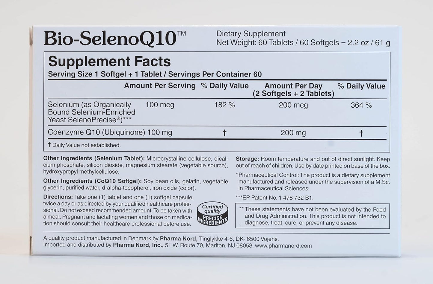 Pharma Nord Bio-SelenoQ10 Anti-Aging Supplement| CoQ10 100mg & Selenium 100mcg | Supports Cellular Health & Longevity | Slows Cellular Aging | Backed by Research | 60 Softgels & 60 tabs
