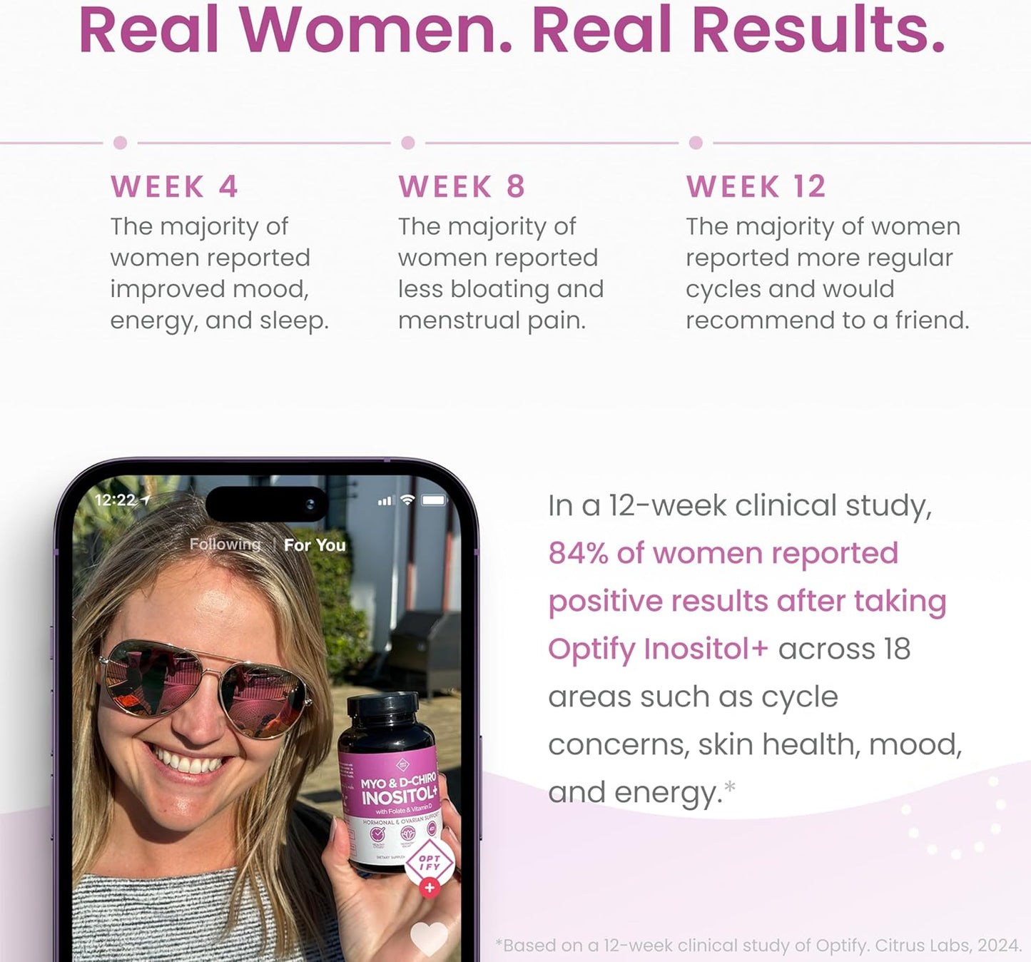 Optify Myo-Inositol & D-Chiro Inositol Supplement Powder for Women – 40:1 Ratio Plus Folate and Vitamin D – Support Healthy Hormonal Balance, Regular Cycles, & Ovarian Health – 30-Day Supply