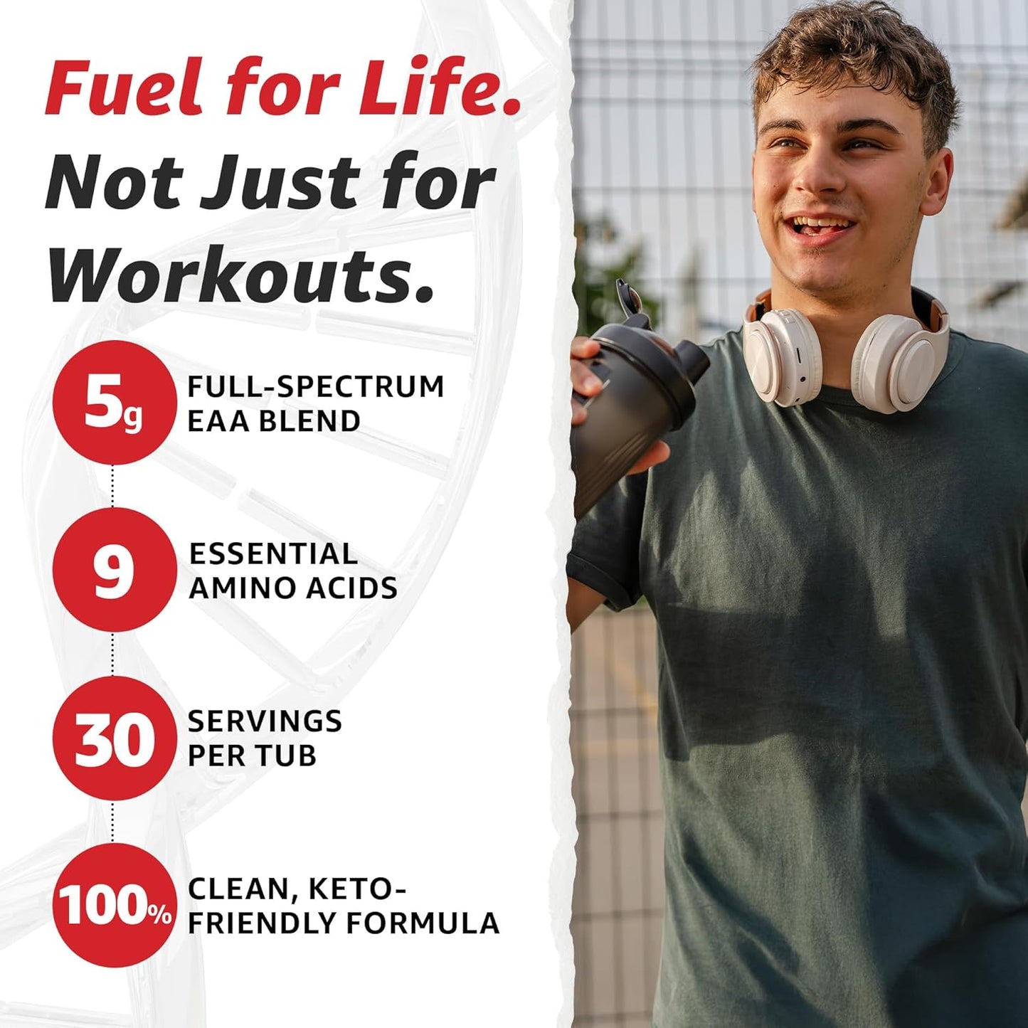 10X Health Amino Acids - 30 Servings of EAA & BCAA Powder, Pre Workout BCAA with Essential Amino Acids Supplement - BCAAs & EAAs for Longevity, Muscle Support, Strength, Energy - Fruit Punch