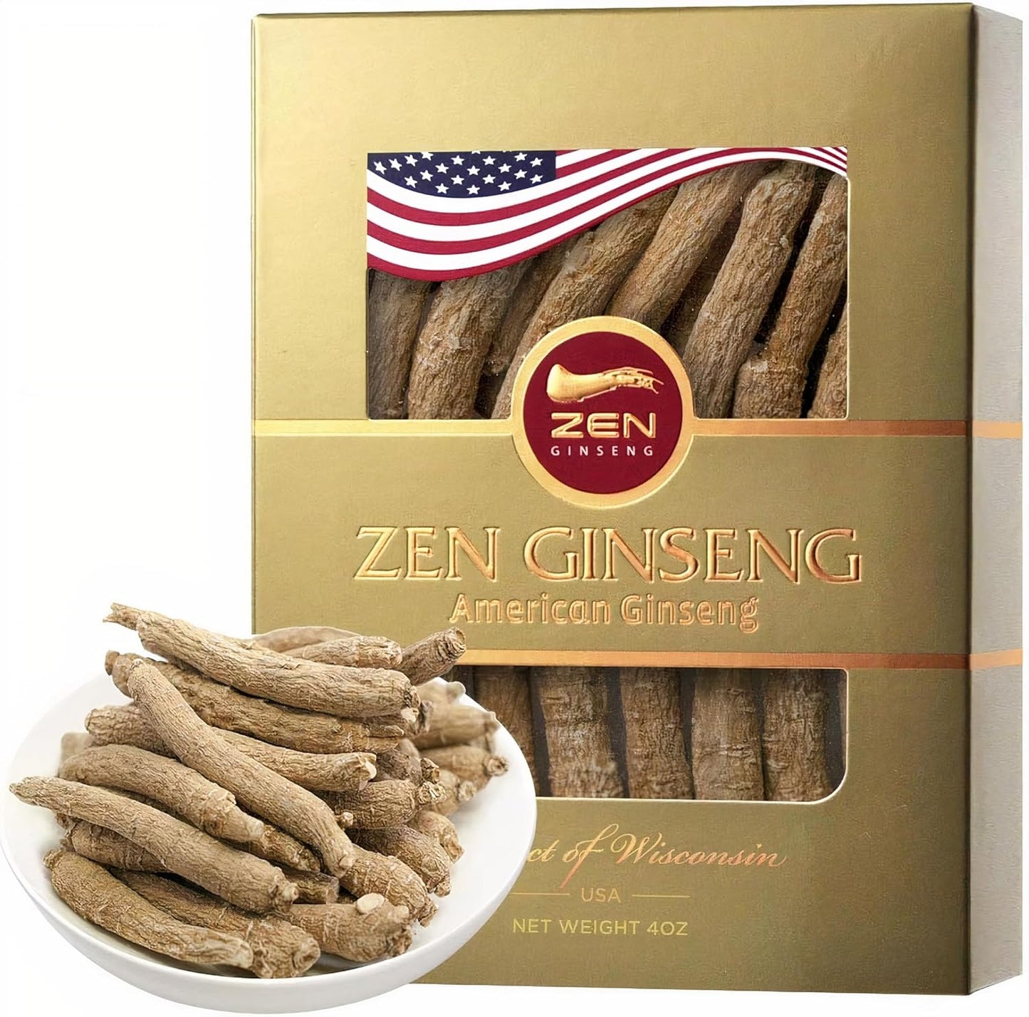 1 Box of American Wisconsin Ginseng — Small Long Root - Premium Quality Panax Ginseng. Boosts Body Immunity, Energy for Men & Women (4oz)