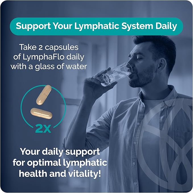 LymphaFlo - Lymphatic Drainage Supplement - Lymph System Support - with Bromelain, Echinacea, Dandelion, Rutin, Burdock, Lemon Powder, Kelp & More - Vegan, Gluten Free, Dairy Free - 60 Capsules