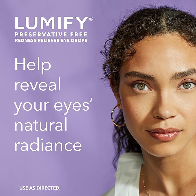 LUMIFY Preservative Free Eye Drops for Red Eyes, Redness Reliever for Sensitive Eye, Brighter and Whiter Looking Eyes, Works in 1 Minute & Lasts Up to 8 Hours, 20 Single-Use Vials