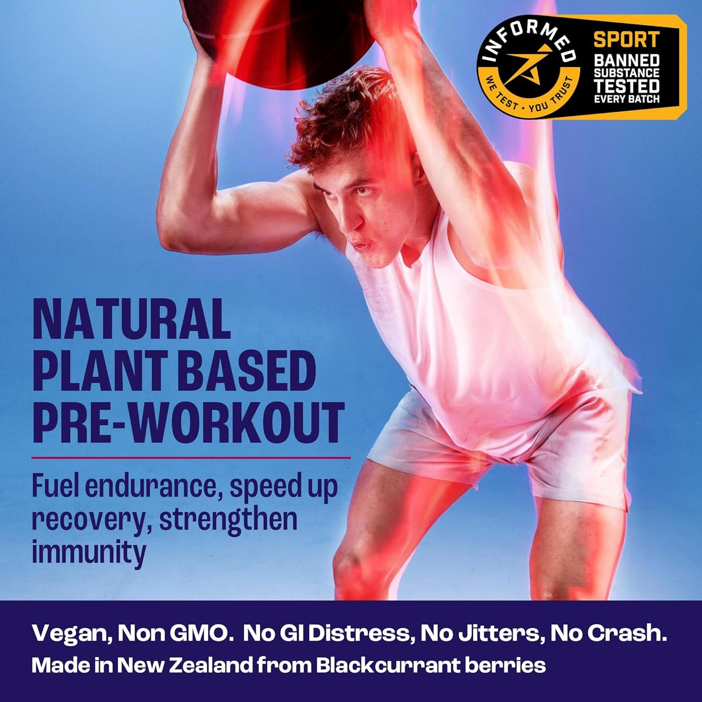 2before Blackcurrant I All Natural Vegan Pre Workout, with 120mg Caffeine I Clean Energy, Endurance, Recovery I Pre Workout Women and Men I 10 x Individual Packets I Informed Sports Certified