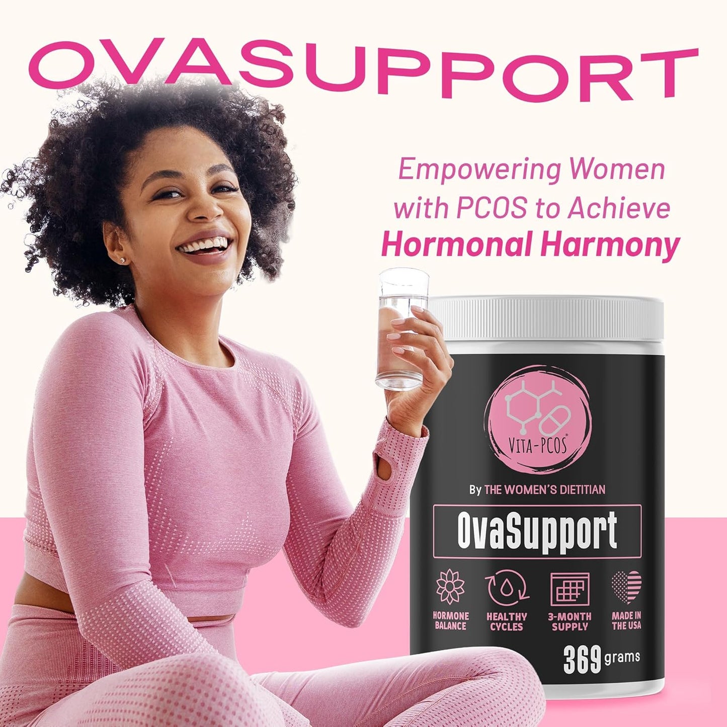 Myo-Inositol & D-Chiro Inositol Supplement for Women – PCOS Supplements for Fertility, OvaSupport Powder with Vitamins 40:1 Ratio Myo 2000mg & D-Chiro 50mg, 13.02 oz, 90 Day Supply by VITA-PCOS