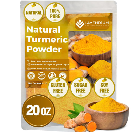 20oz (1.25 lbs) Turmeric Powder, 100% Natural & Pure, Ground, Seasoning Root Powder, No Additives, No Gluten, Vegan.