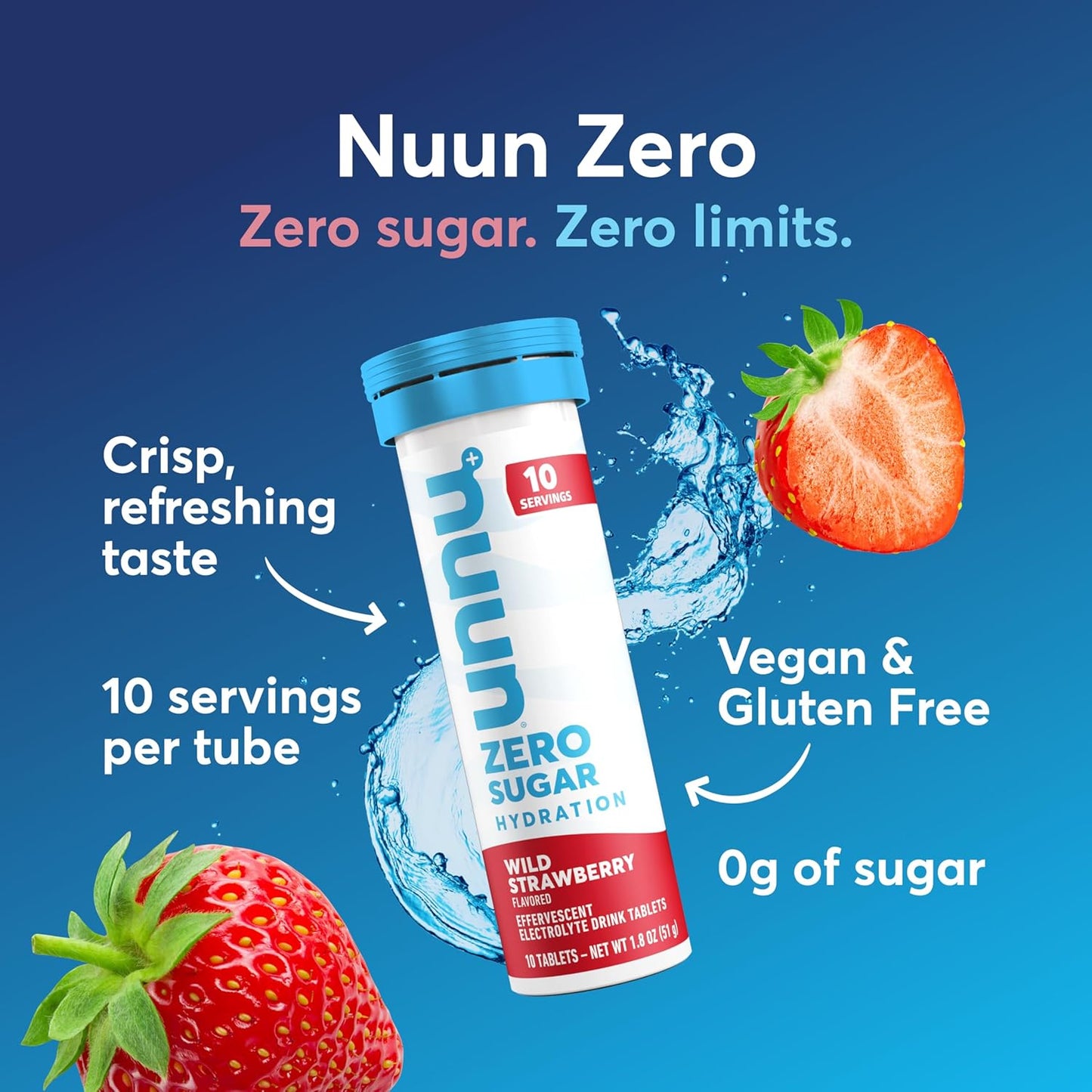 Nuun Zero Sugar Hydration Electrolyte Tablets - Magnesium, Calcium, Potassium, Chloride & Sodium, Light & Delicious Fruit Flavors, No Sugar, Gluten Free, Vegan, Mixed Berry 4 Pack (40 Servings Total)