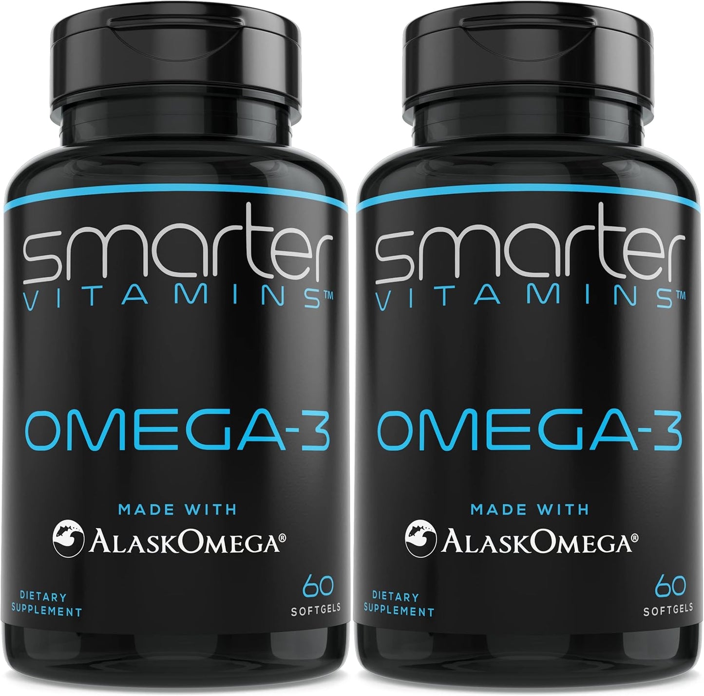 (2 Pack) Smarter Omega 3 Fish Oil, Berry Flavor, Burpless, Tasteless, 2000mg, Potent Triple Strength DHA EPA Brain OMEGA3, Made with AlaskOmega®