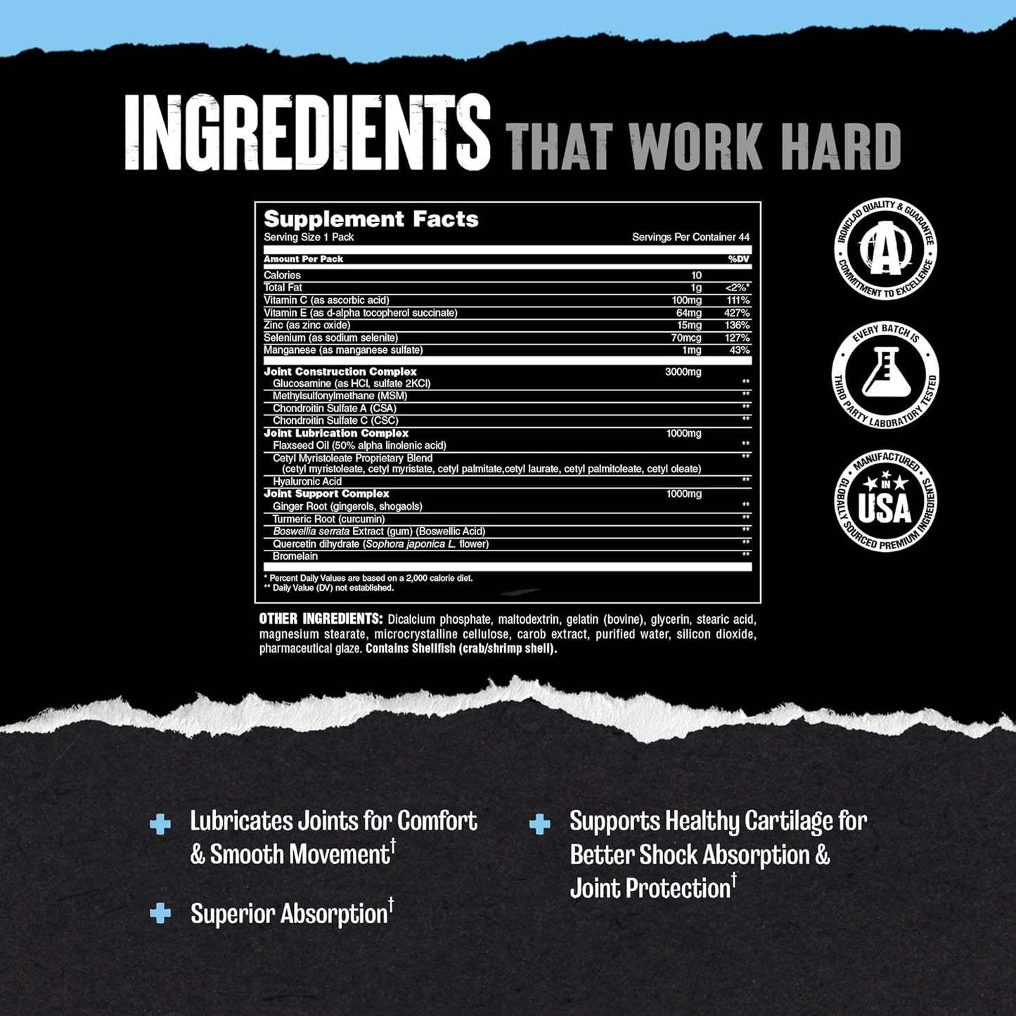 Animal Flex - Glucosamine Chondroitin Joint Supplement for Women and Men Discomfort with Turmeric, MSM, Boswellia for Cartilage, Joint Health, Muscles, Back, Knees, Shoulder, and Hip, 44 Packs