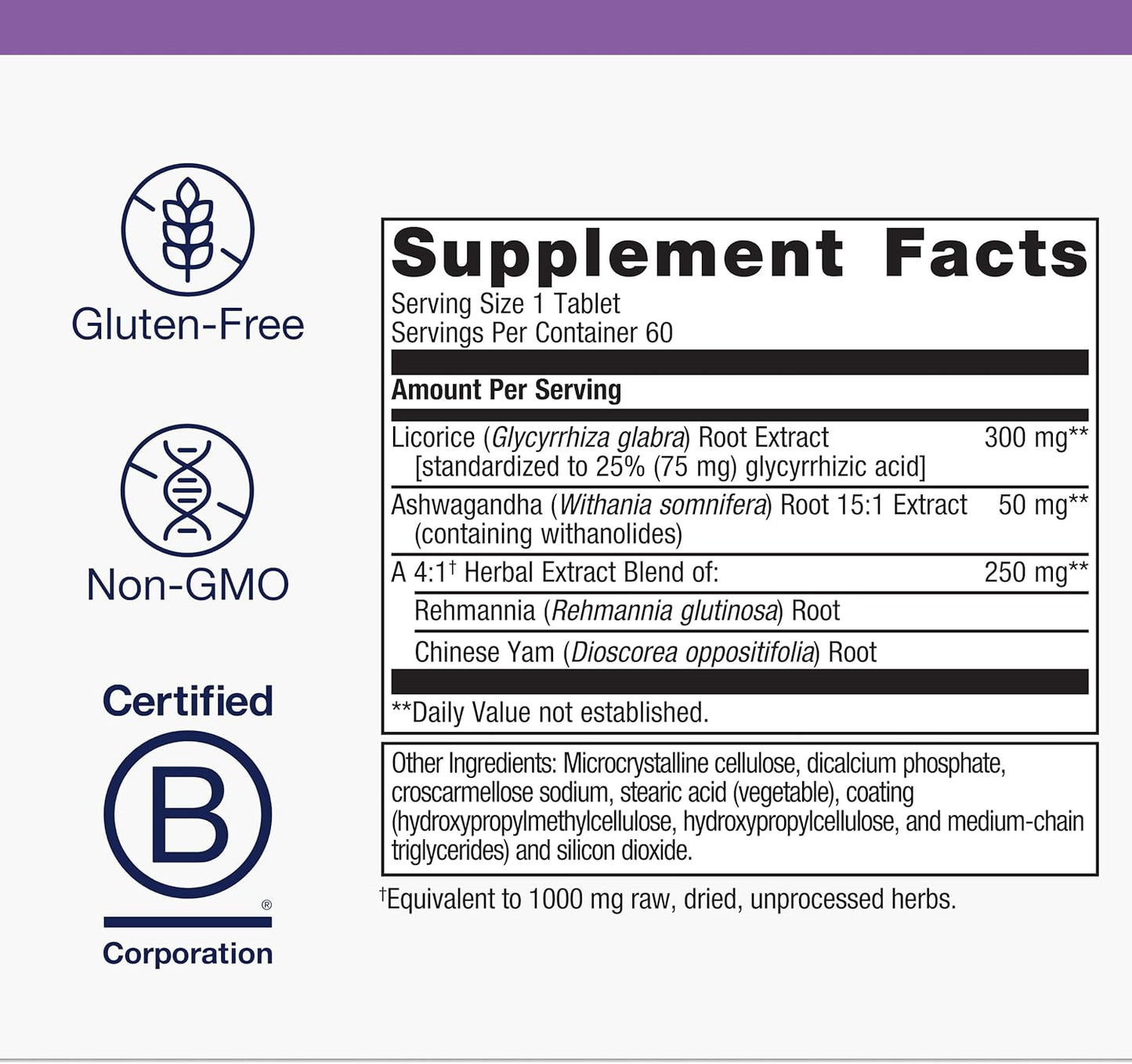 Metagenics Licorice Plus - Cortisol Supplement* - with Ashwagandha, Licorice Root Extract & Chinese Yam - Herbal Supplement for Stress Support* - Non-GMO - Vegetarian - Gluten-Free - 60 Tablets