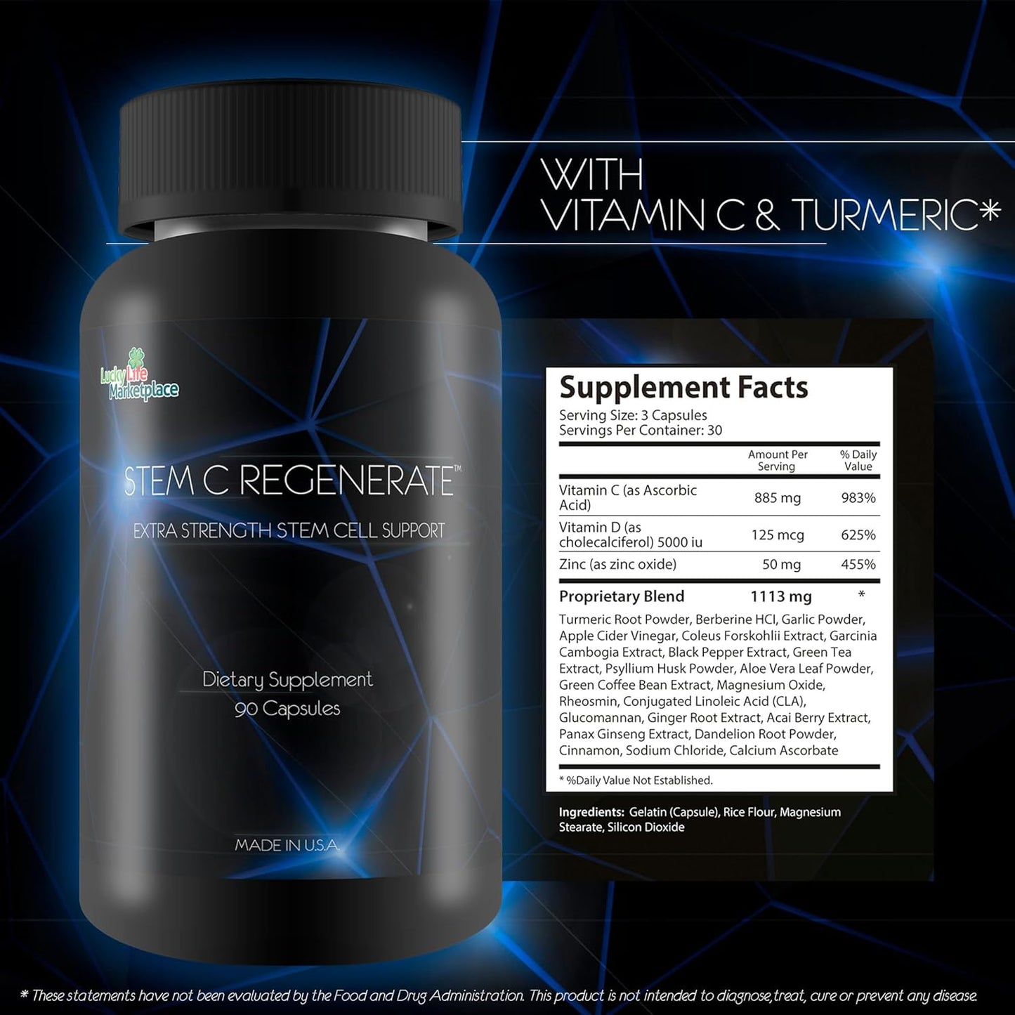 Stem C Regenerate - Natural Stem Cell Support - Help Support Boosted Natural Stem Cells, Aid Reduced Inflammation, and Oxidation - Best Stem Cell Supplements Self Proclaimed